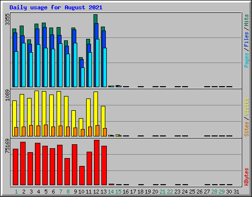 Daily usage for August 2021