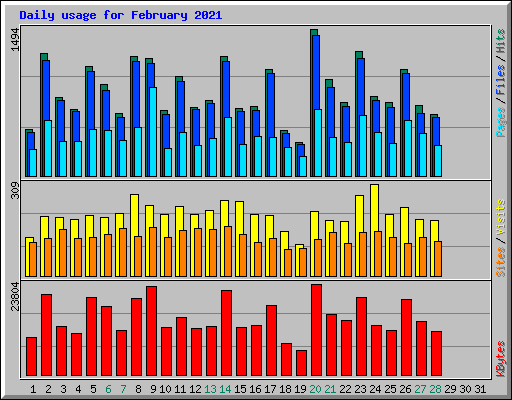 Daily usage for February 2021