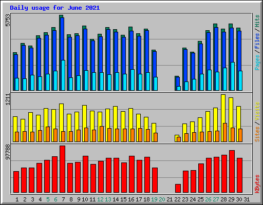 Daily usage for June 2021