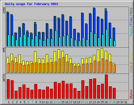 Daily usage for February 2021