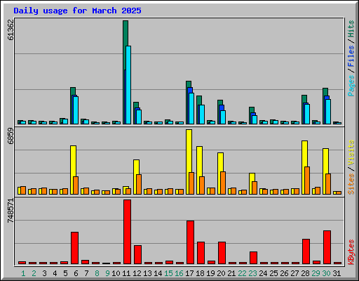 Daily usage for March 2025