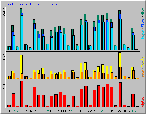 Daily usage for August 2025