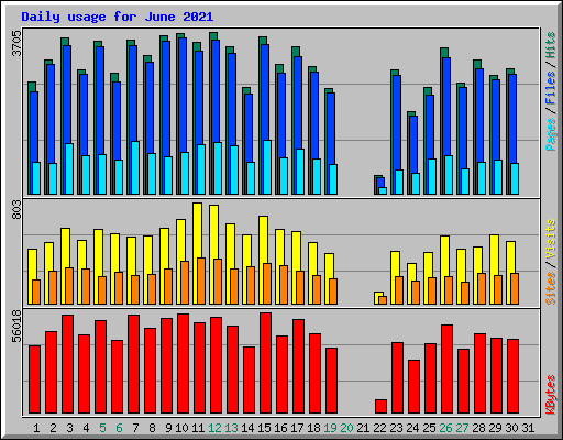 Daily usage for June 2021