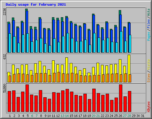Daily usage for February 2021